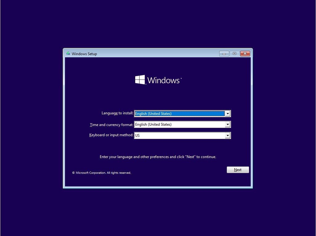 Install Windows 10 language and input