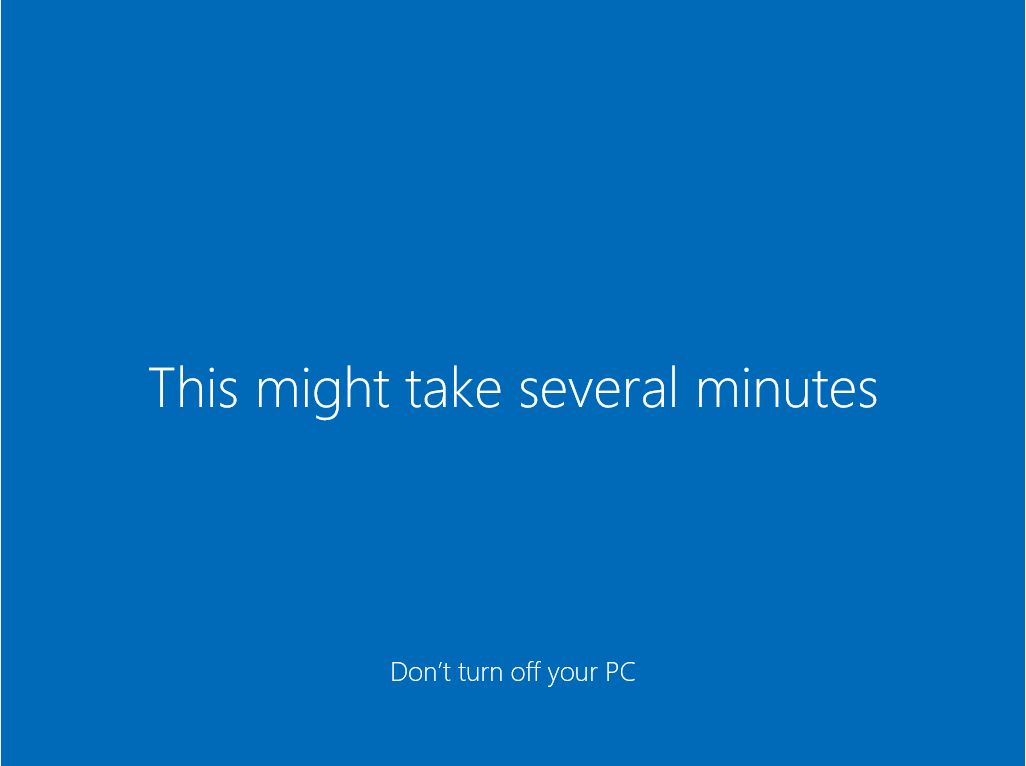 Install Windows 10 this might take several minutes