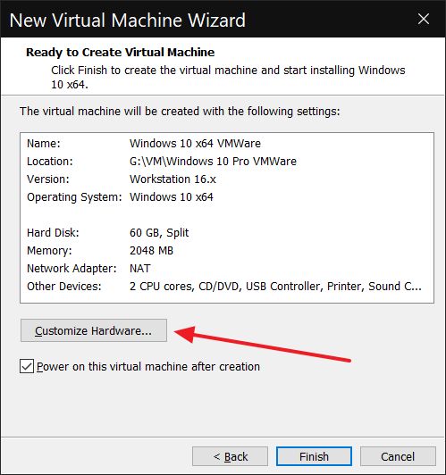 VMWare Workstation 16 Player VM basic settings - BinaryFork.com