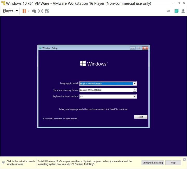 install vmware workstation player only