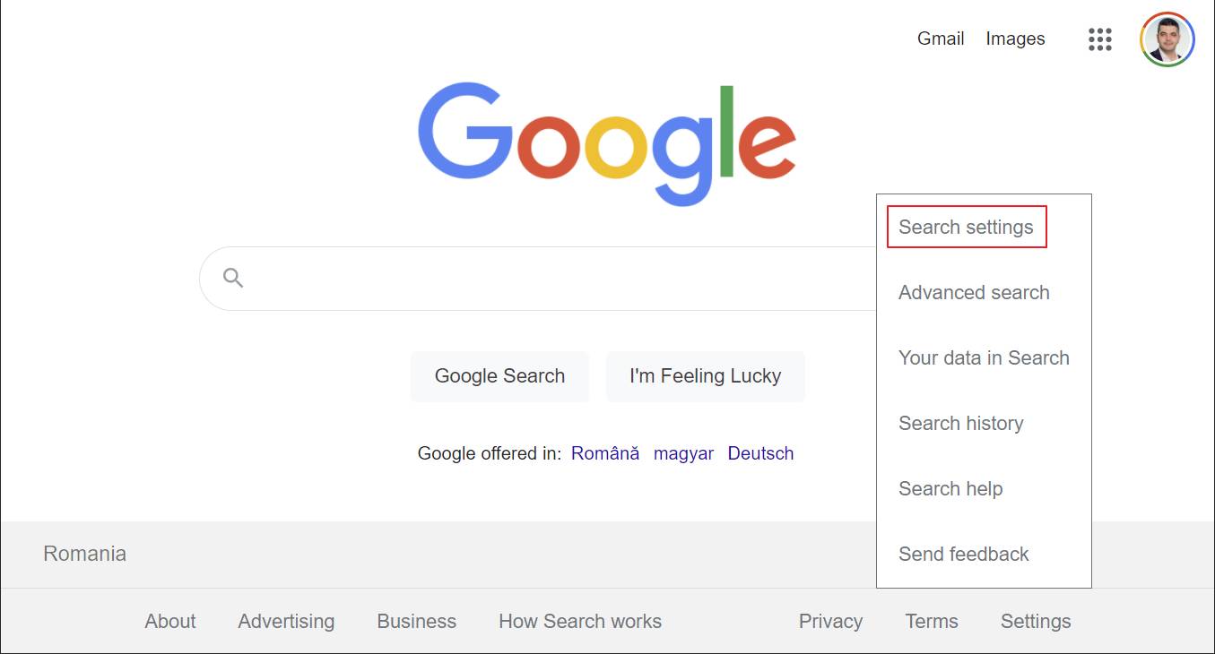 Google Search desktop settings - BinaryFork.com