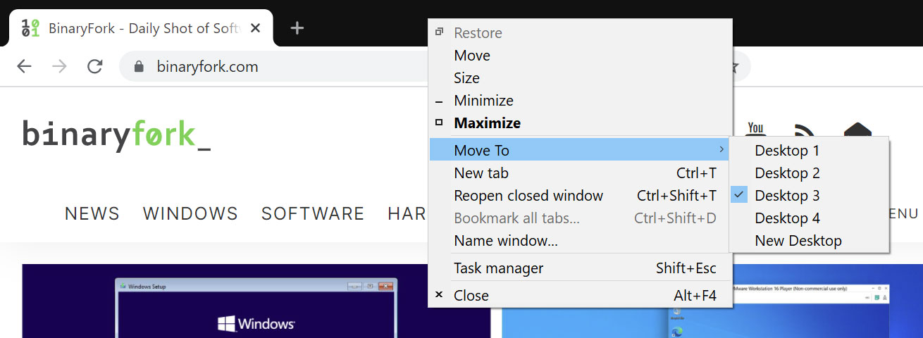 move to desktop windows10