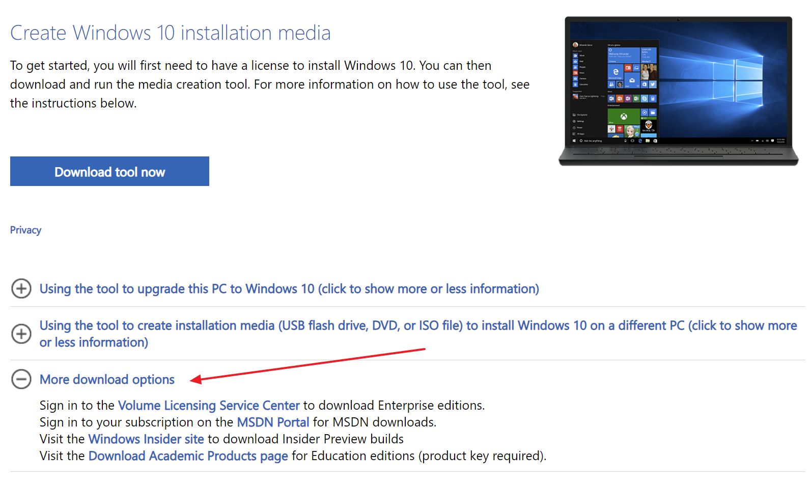 Windows 10 more download options - BinaryFork.com