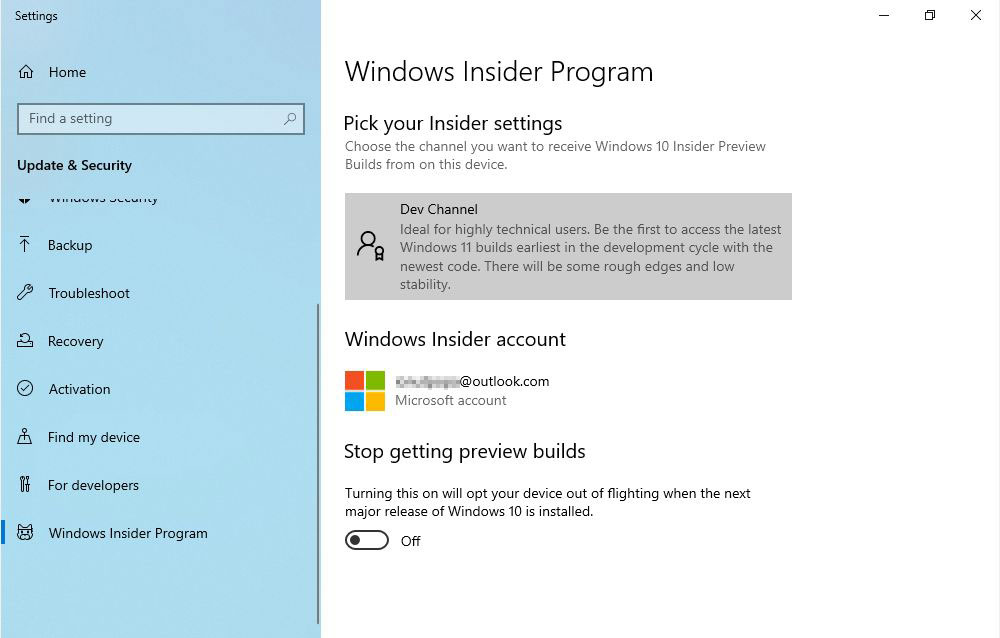 windows 10 insider program enrolled