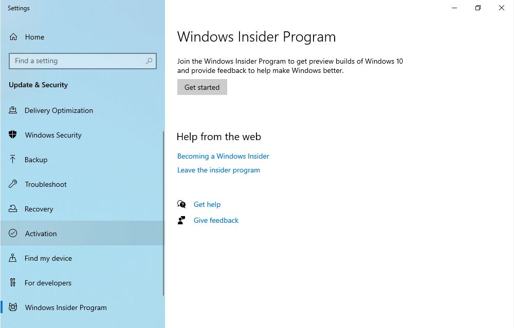 windows 10 insider program get started