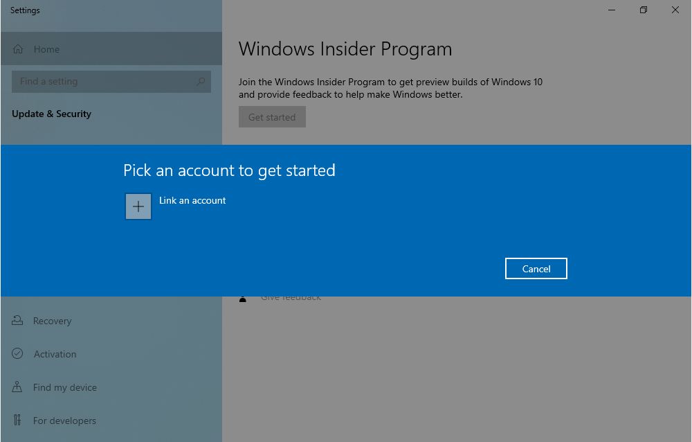 windows 10 insider program link microsoft account