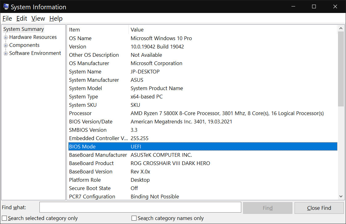 windows 10 uefi mode check