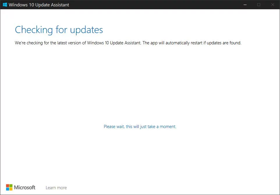 windows 10 upgrade assistant checking for updates