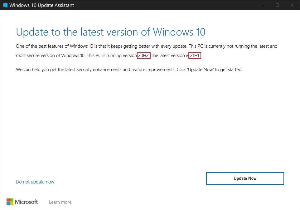 windows 10 upgrade assistant current version latest version