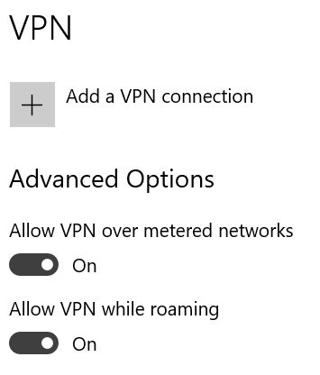 general vpn options windows