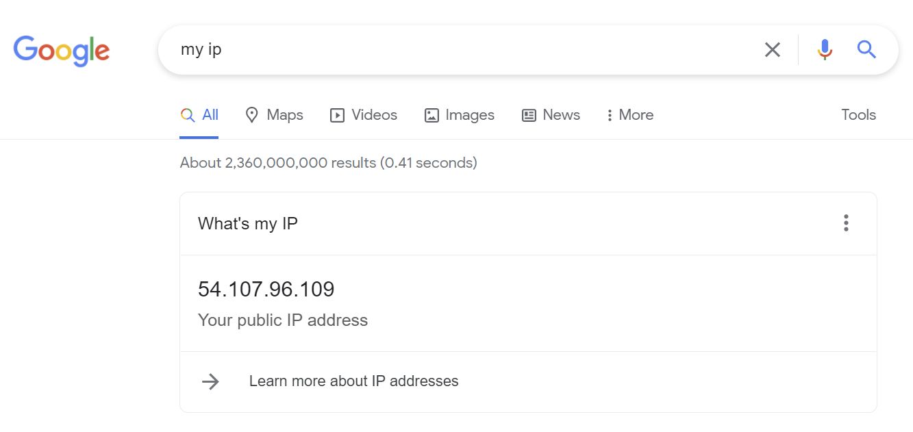 google ip address