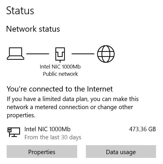 network status windows 10