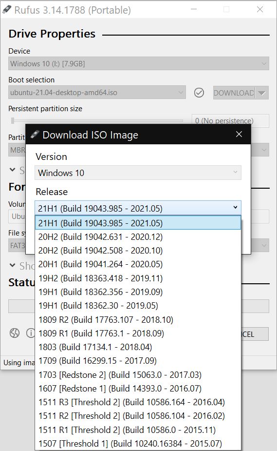 rufus download windows iso image version
