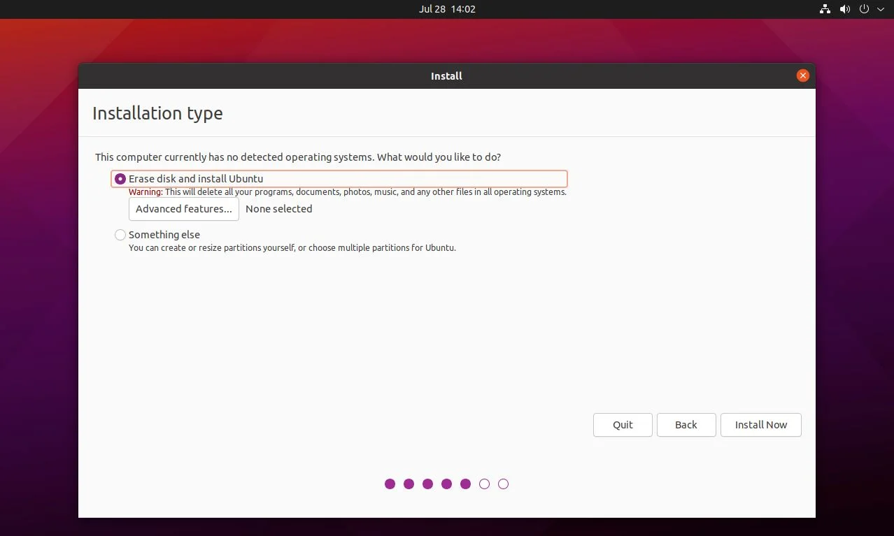 ubuntuインストールタイプ