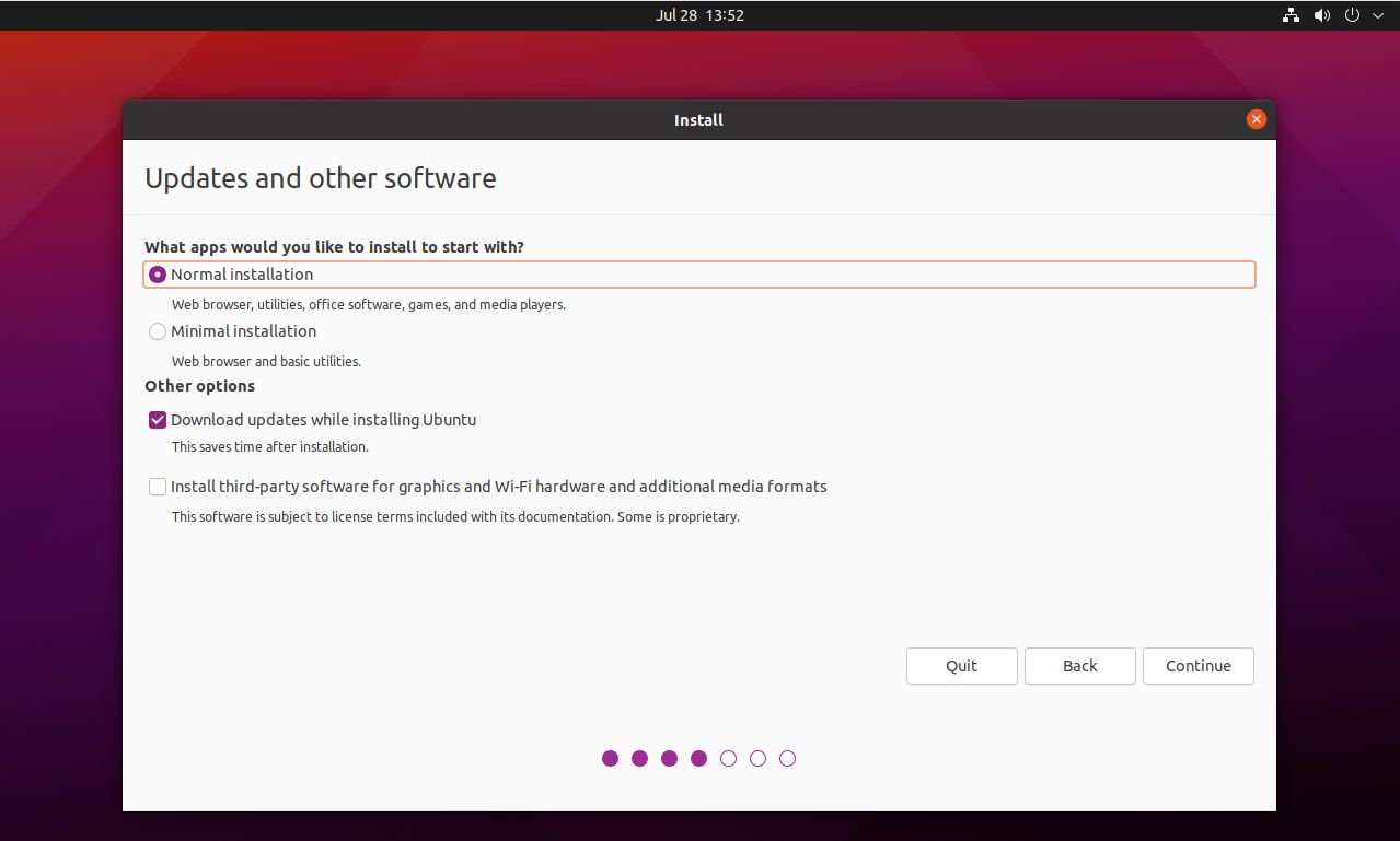 ubuntu updates software installation options