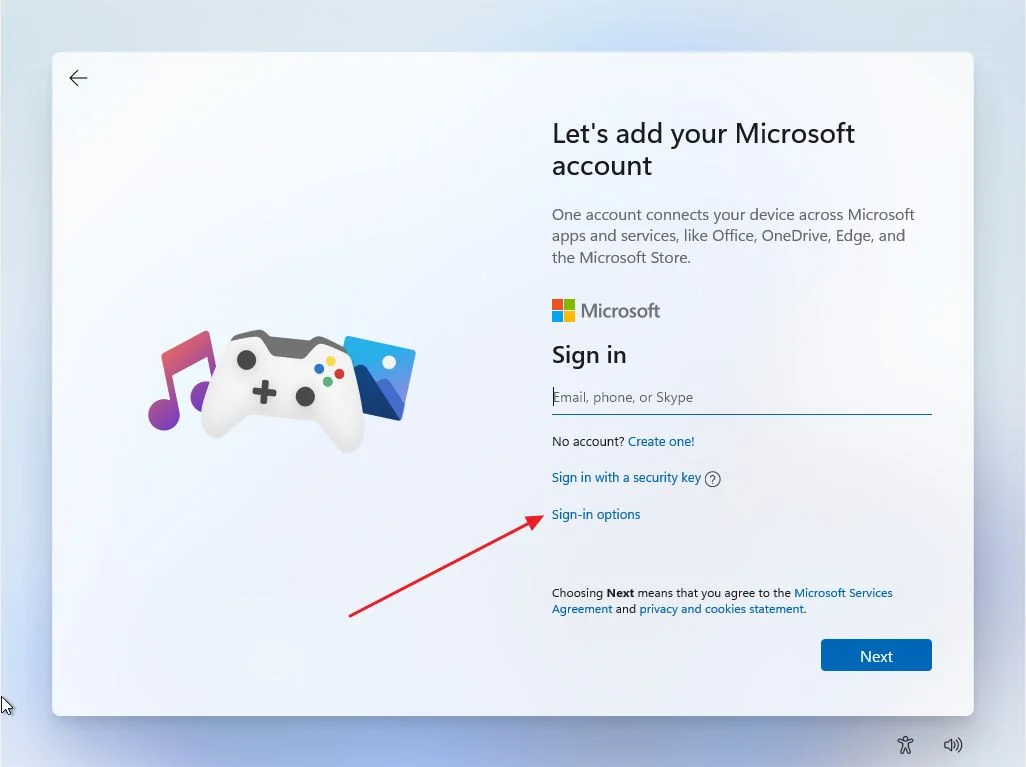 Install Windows 11 add user account