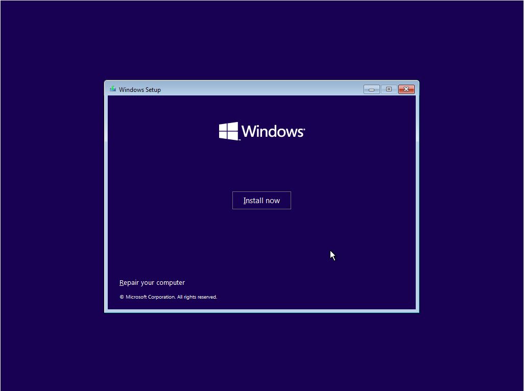 Installazione del pulsante di installazione di Windows 11