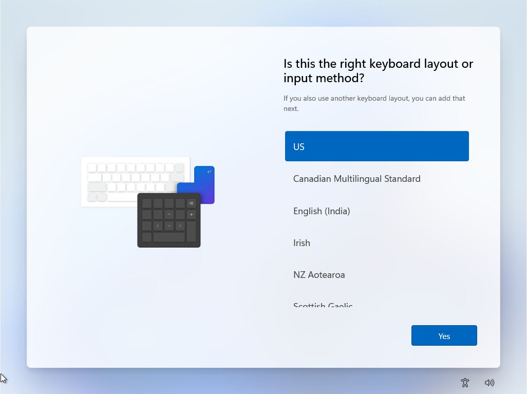 Install Windows 11 select keyboard layout again