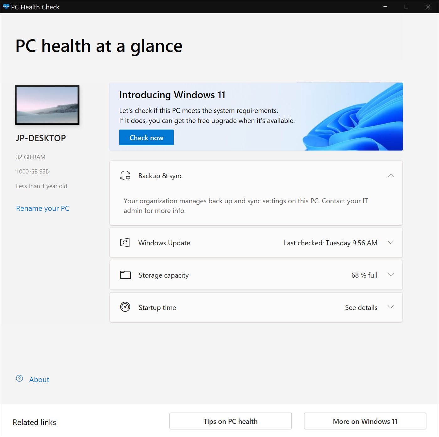 Windows PC Health Check Application