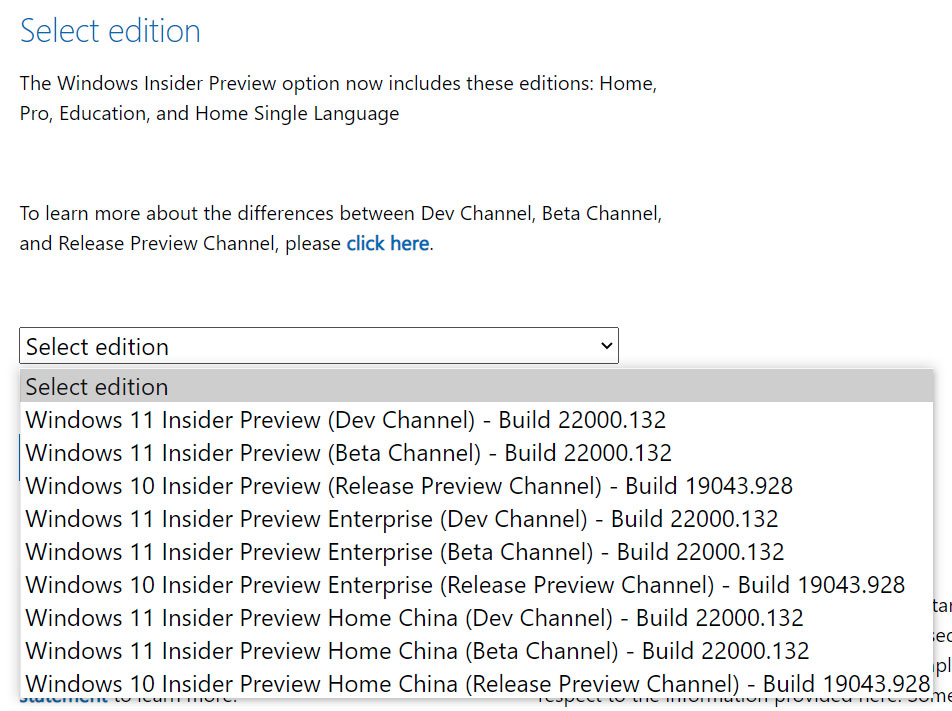 windows 11 beta dev iso download options