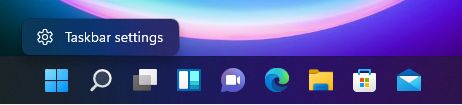 windows 11 taskbar settings popup