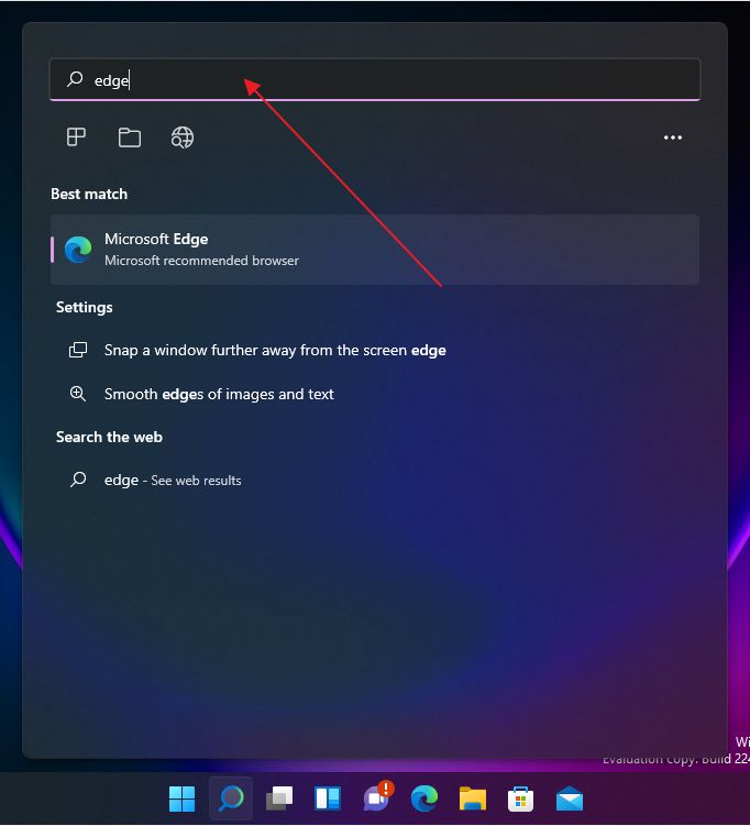 Windows 11 menu search bar