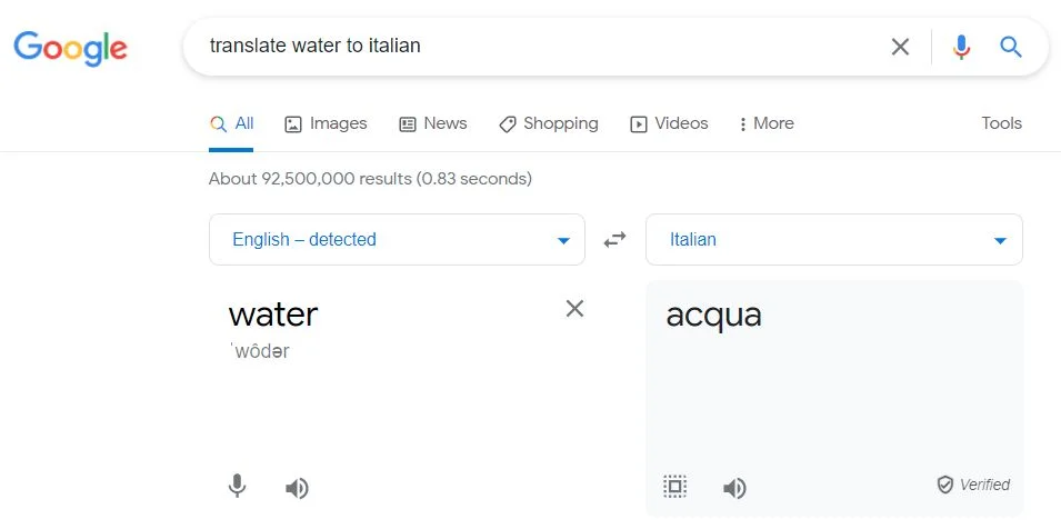 google search translation