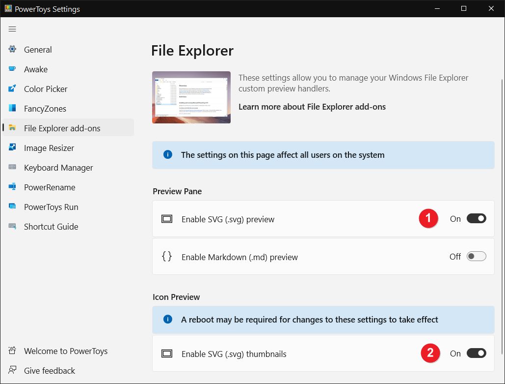 microsoft powertoys activar vistas previas svg explorador de archivos