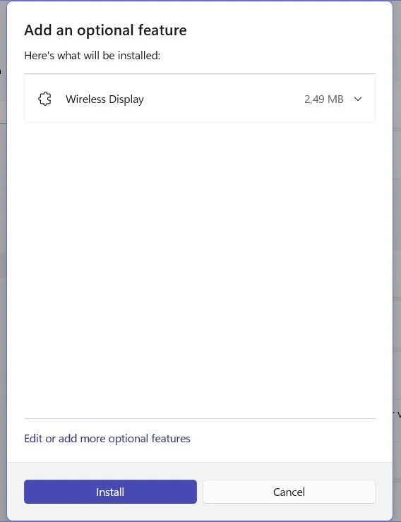 windows 11 confirmar adicionar funcionalidade opcional