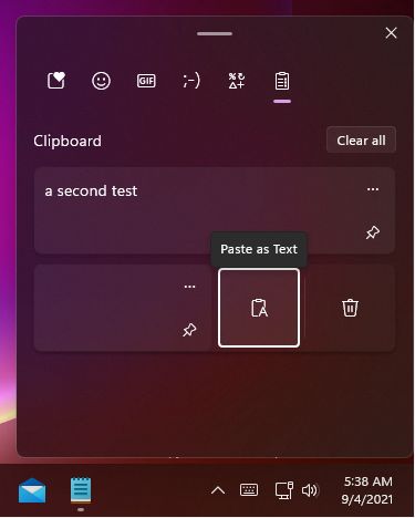 windows 11 copy paste clipboard history paste as text
