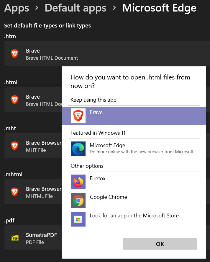 windows 11 default apps interface