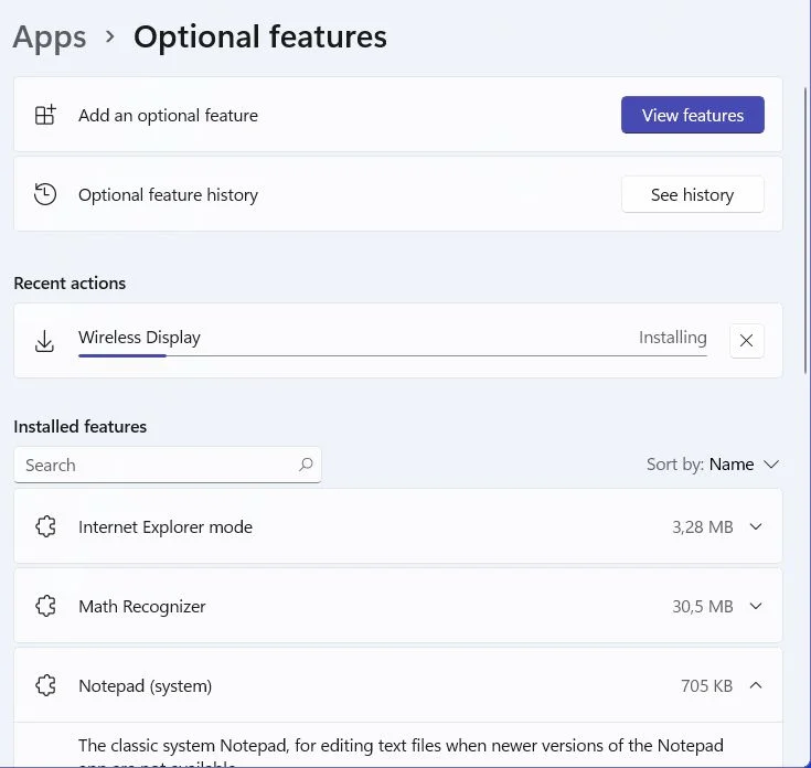 windows 11 instalar funcionalidade opcional