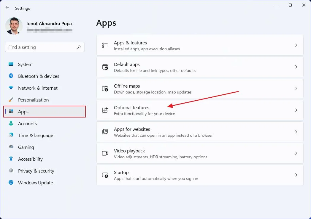 definições do windows 11 aplicações funcionalidades opcionais