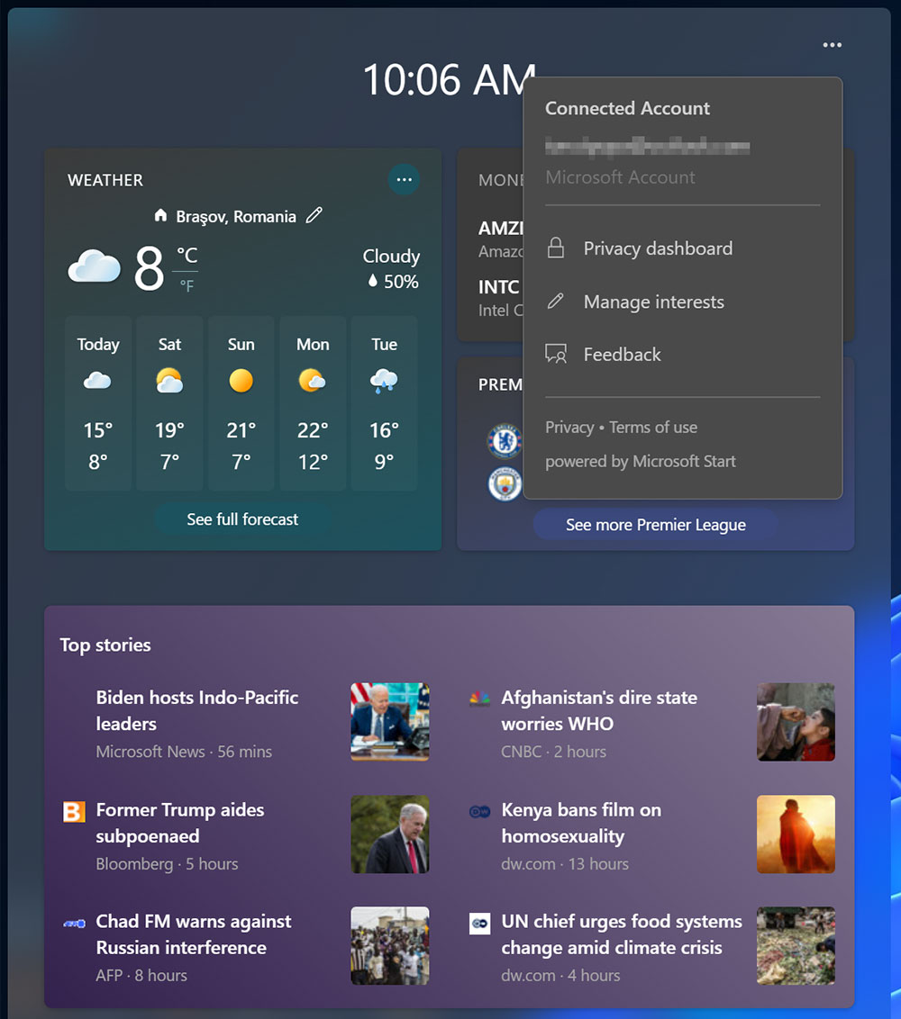 windows 11 widget options