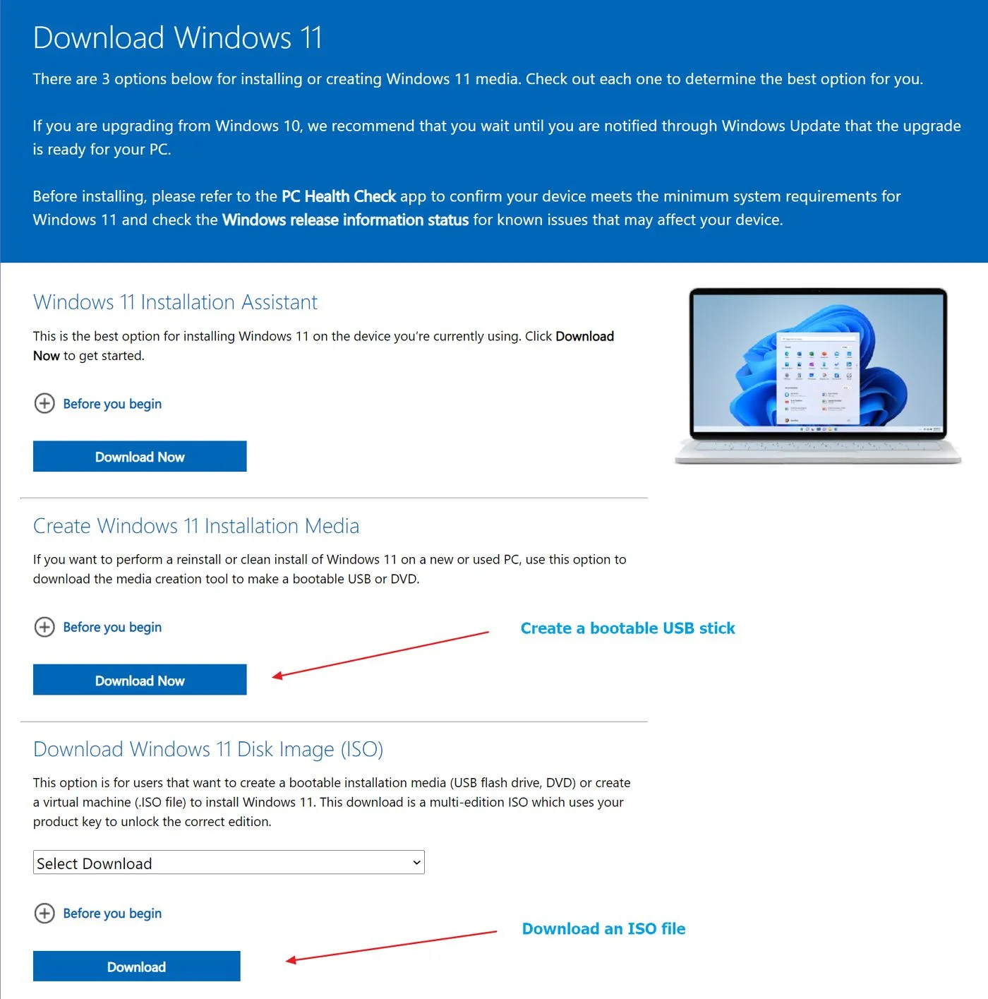 download windows 11 options