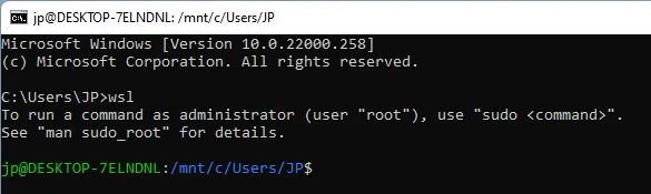 iniciar wsl desde el símbolo del sistema