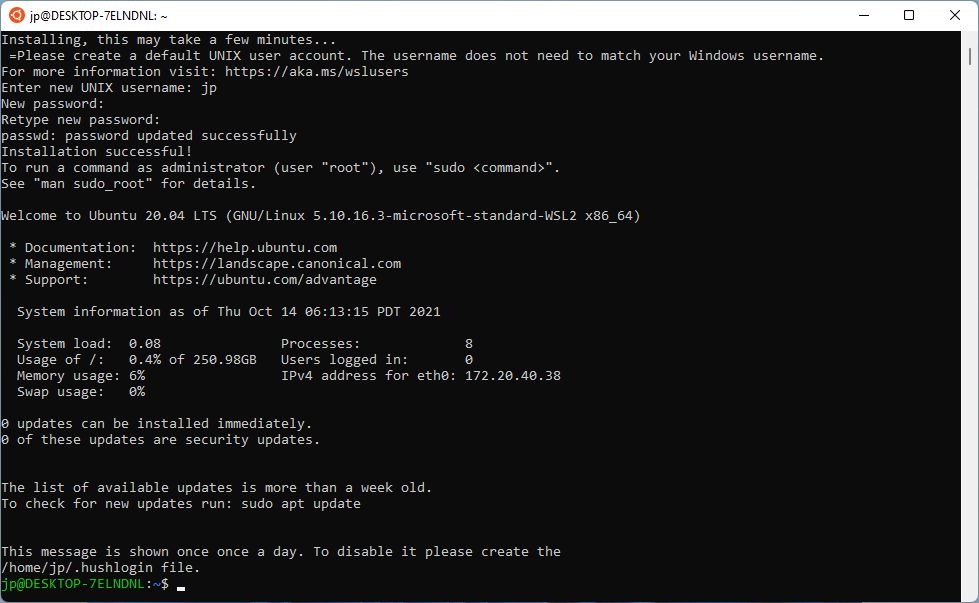 ubuntu wsl welcome