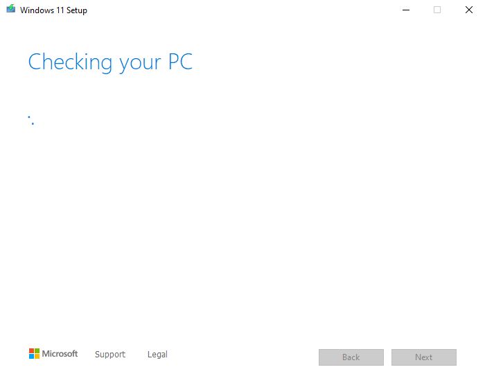 upgrade windows 11 checking your pc