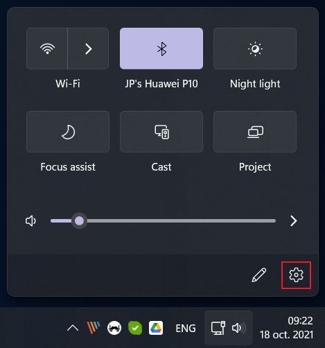 windows 11 access setttings from quick toggles menu