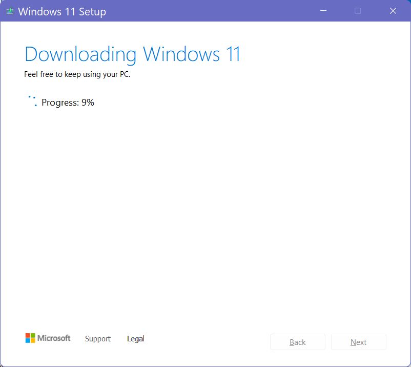 windows 11 installation media download progress