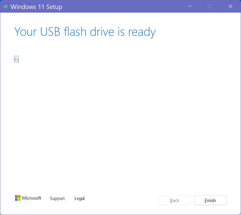 windows 11 installation media usb drive is ready