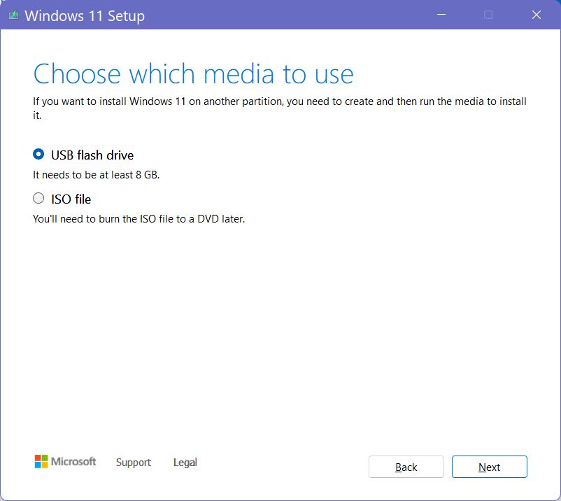 windows 11 installation media usb drive or iso image