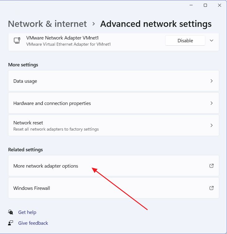 windows 11 more network adapter options