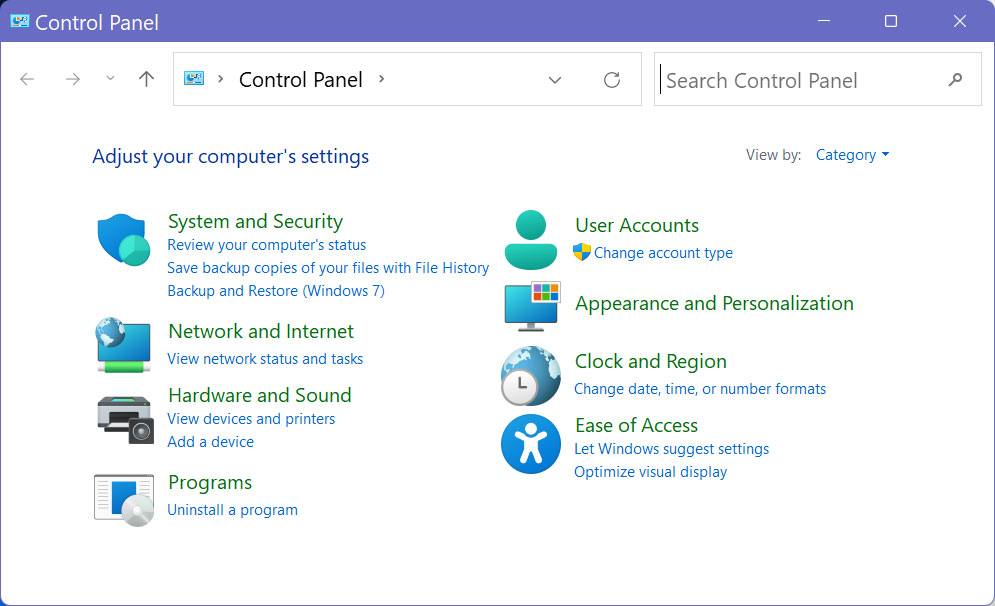 windows 11 old control panel