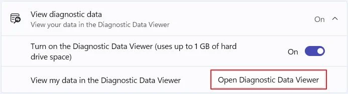 windows 11 open diagnostic data viewer