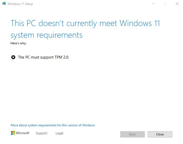 windows 11 pc debe soportar tpm 2.0