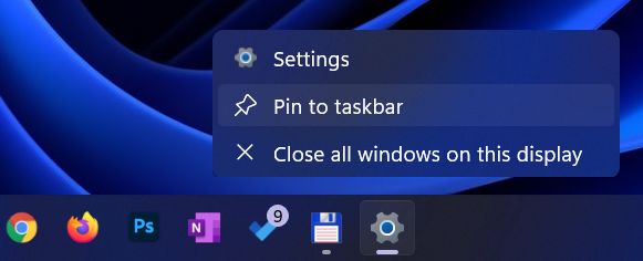 windows 11 pin setting to taskbar