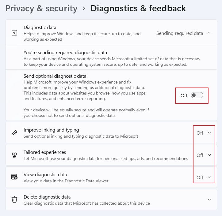 windows 11 privacy diagnostic and feedback