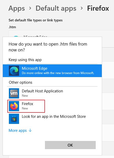 windows 11 select default app for specific extension