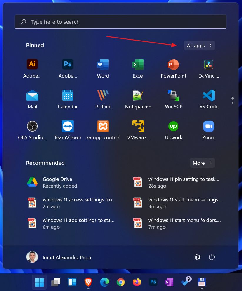 windows 11 start menu all apps